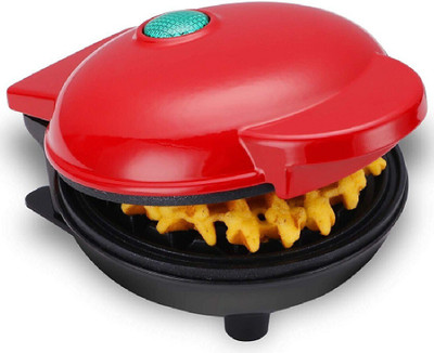 FIVANIO Mini Waffle Maker 350 Watts Stainless Steel Non-Stick Electric Iron Machine Red Waffle Maker