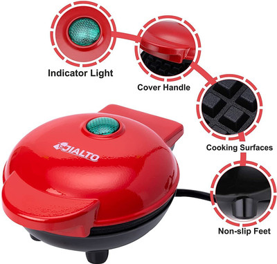 FIVANIO Mini Waffle Maker 4 Inch 350 Watts:Stainless Steel Electric Iron Machine Maker Waffle Maker