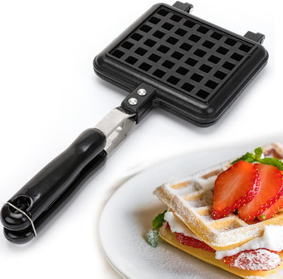 Masox Store Non Stick Die Cast Aluminium Waffle Maker Gas Stove | Portable & Lightweight Waffle(Black)