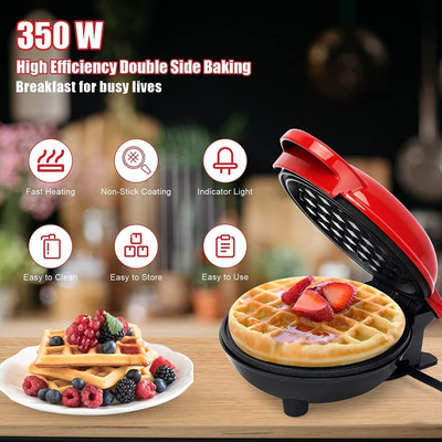 FIVANIO Mini Waffle Maker SS Non-Stick Electric Iron Machine Waffles, Pan Cakes M01 Waffle Maker