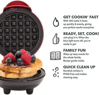 FIVANIO Mini Waffle Maker SS Non-Stick Electric Iron Machine Waffles, Pan Cakes M09 Waffle Maker