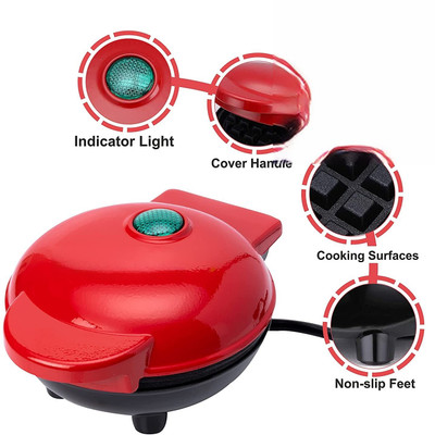 MICRO BELIEVE Mini Waffle Maker Non-Stick Electric Iron Machine for Individual Belgian Cake Waffle Maker