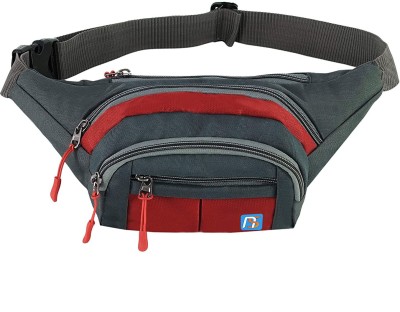 STORITE Travel Handy Hiking Zip Pouch Money Phone Belt Bum Bag with Adjustable Strap Waist Bag(Red, Grey)