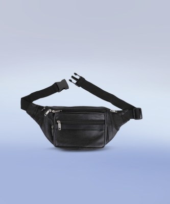 RS ENTERPRISES Multipurpose Bag Black Pure Leather Stylish Waist Pouch(Black) Waist pouch(Black)