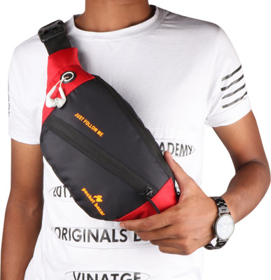 pocket bazar STYLISH WAIST BAG FOR MEN, WOMEN MULTI-COLOUR RED,BLACK Waist Bag(Red, Black)