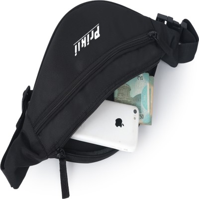 prikli waist Fanny Pack for Travel Bags Hiking Trekking waist bag Elegant Style Travel Pouch Passport Holder with Adjustable Strap(Black)