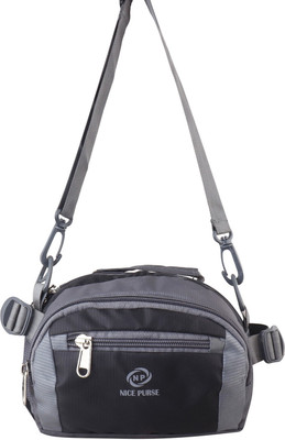 Nice Purse BAG BLK /GREY02 WAIST BAG(Black, Grey)