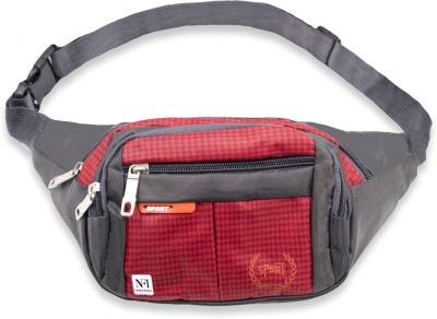 NFI essentials essentials Fanny Pack Travel Handy Hiking Zip Camera Pouch Sport waist Bag(Red, Grey)