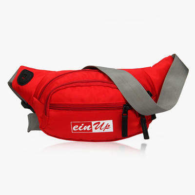 einup fluffy red front straight zip waist bag Waist Bag Elegant Style Travel Pouch Passport Holder with Adjustable Strap(Red)