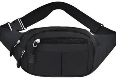 EMMCRAZ Stylish Polyester Waist Bag for Men & Women Fanny Pouch t WAIST BAG(Black)