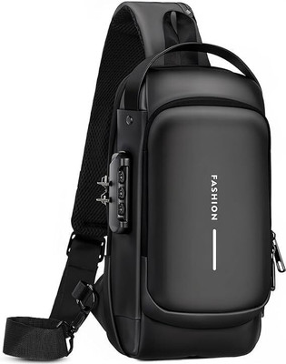 Quakzapp Black Sling Bag Chest Bag with USB Charging Port, Anti-Theft Crossbody Sling Bag, Shoulder Bag