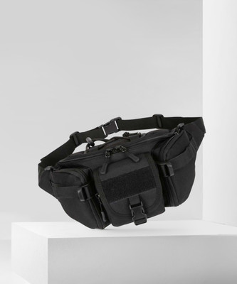 divinezon Outdoor Unisex Tactical Military Waist Pack Chest Bag 3 Pocket Holder Black Waist bag(Black)