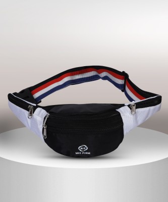 Nice Purse KAMAR POUCH BLK-WHT07 WAIST BAG(Black, White)