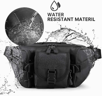JTF Outdoor Tactical Military Pack Chest Bag Waist Bag 4 pouch zippar with belt BAG(Black)