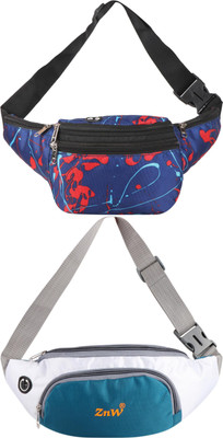 ZnW Stylish new design unique waist bag Waist bag(Multicolor, Blue, White, Blue, White)
