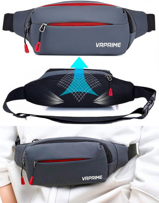 VRPRIME Unisex Crossbody Waist Bag, Multi-Pocket Lightweight, Durable Compact Fanny Pack(Grey)