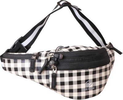 Nice Purse WAIST-BAG-CHECK-BLK-WHITE10 WAIST BAG(Black, White)