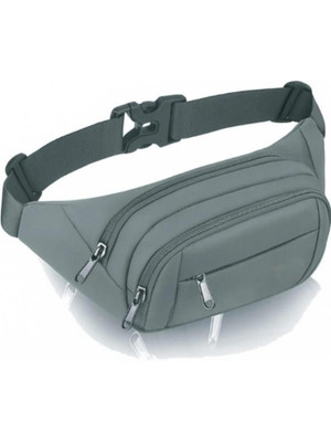 WaistWish Unisex Waist Bag Fanny Pack with 3 Zipper Pockets Waist Bag(Grey)