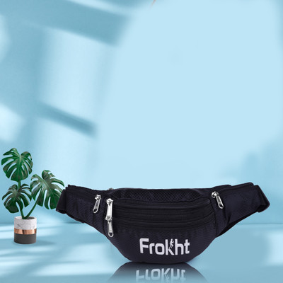frokht ® Unisex Light Weight Premium Quality Waist Pouch for Traveling, Camping, Outing Fanny Pack for Men Stylish Mens Chest Bag Essential Item Storage Sling Bag(Black)