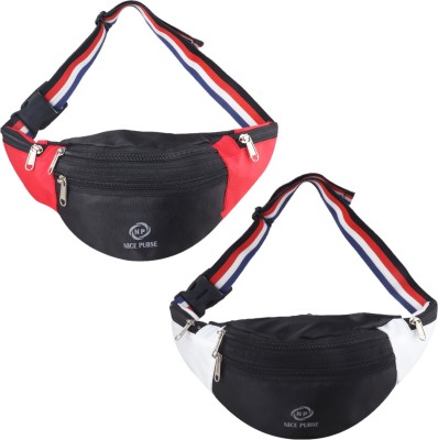 Nice Purse COMBO-WAIST-BAG-BLACK&BLK/WHITE12 Waist bag(Black, Red, Black, White)