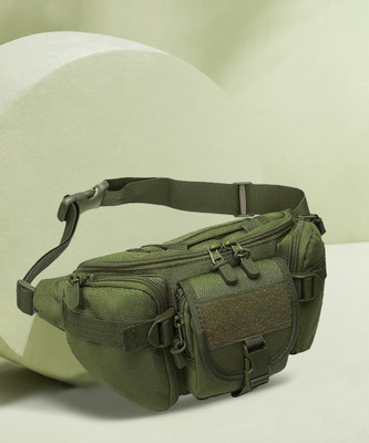 travooz Outdoor Tactical Military Pack Chest Bag Waist Bag 4 Pouch Zipper with Belt(Green)