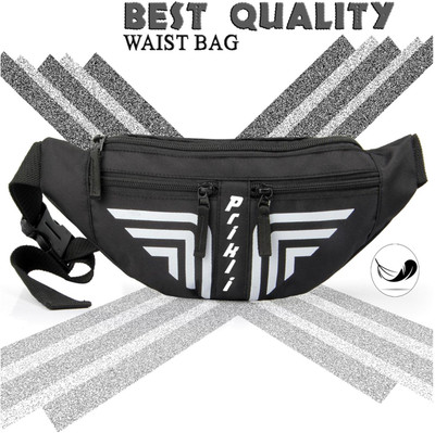 prikli side bag bum bagfor Men & women waist bag Suitable for Travel (Black, White) Waist Bag(Black)