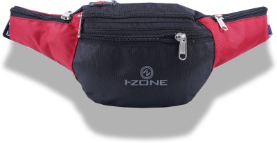 I-Zone Polyester Waist Bag for Men,Women/Fanny Pack for Hiking Travel Camping Running Sports Outdoors/Money Belt with Adjustable Strap Waist pouch(Red, Black)