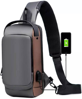 Prim Enterprise USB CHEST BAG STYLISH SLING BAG(Black)