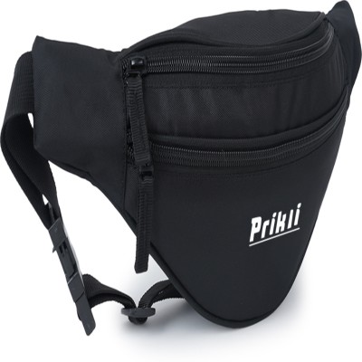 prikli pouch bag for men and women hikking trekking mini bag travel passport holder chest bag phone money holder waist bag(Black)