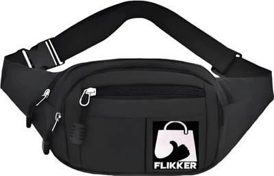 FLIKKER Polyester Waist Bag for Men Fanny Pack Side Bag Boys Waterproof Chest Bag Women Unisex Waist Bag(Black)