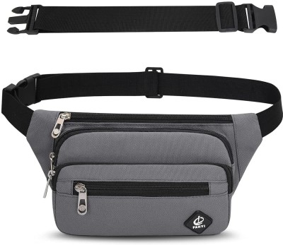 Venzina Men Waist Bag Crossbody with Multiple Zippers Waterproof Waist Bag(Silver)