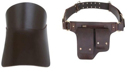 Panashe Genuine Leather Brown Waist Bag Visor Cap Combo Pack For Men And Women Combo(Brown)