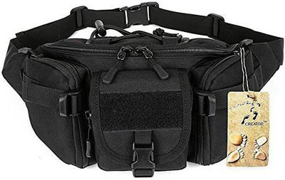 Kalpavriksha Outdoor Tactical Military Pack Chest Bag Waist Bag 4 pouch zippar with belt(Black)