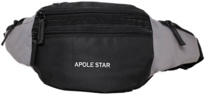 Apolestar Polyester Waist Bag for Men & Women Adjustable Strap (5 Compartment) Chest Bag Waist Bag Hiking Zip Pouch,Travel Pouch Passport Holder(Black, Grey)