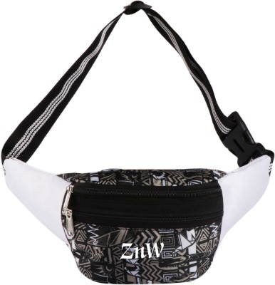 ZnW 3 Zipper Traveler Stylish waist bag, waist pouch_2 Waist bag(Black, White)