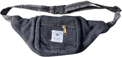 OJASH Eco-Friendly Black Hemp Waist Bag | Unisex Fanny Pack, Handmade Belt Pouch Waist Bag(Black)