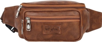 Jellyfish Waist Bag Artificial leather Pouch Outdoor Casual Sports Pockets men & female(Brown)