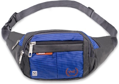 NFI essentials Fanny Pack Travel Handy Hiking Zip Camera Pouch Sport Designer Waist Pouch For Men & Women Waist Bag(Blue, Black)
