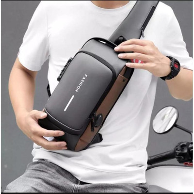 VIBEVINE Trendy Anti-Theft Sling Crossbody Bag with USB Charging Port & Lock, Waterproof USB Charging Shoulder Bag/Chest Sling Bag/Travel Sling Bag(Brown)