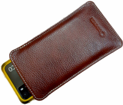 GIMNER Genuine Leather Mobile Pouch, Fits 6.2 to 6.5 Inches Mobile, for Men and Women Pouch(Brown)