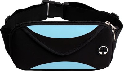 girik Waterproof Waist Bag Travel Handy Hiking Zip Pouch Money Phone Belt Sport Bag Waist Bag(Blue, Black)