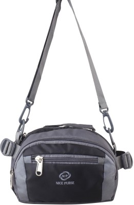 Nice Purse BAG BLK /GREY05 WAIST BAG(Black, Grey)