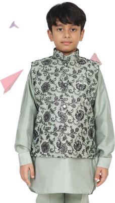 AJ Dezines Floral Print Boys Waistcoat