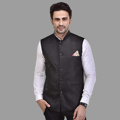 seetoo Solid Mandarin Party Men Blazer(Black)