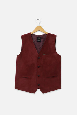 Allen Solly Solid Single Breasted Party Boys Blazer(Maroon)