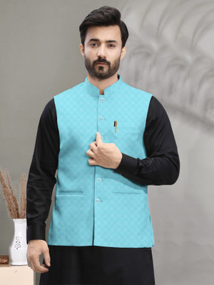 W S TEXTILE Self Design Men Waistcoat