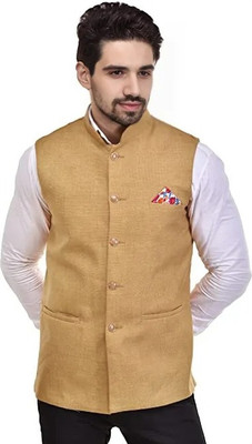 Qtsy Solid Men Waistcoat