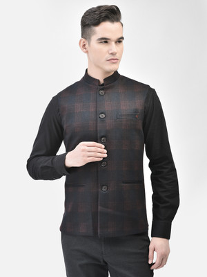 CRIMSOUNE CLUB Checkered Men Waistcoat