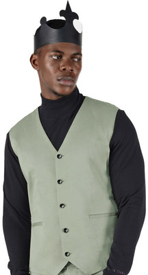 french crown Solid Men Waistcoat
