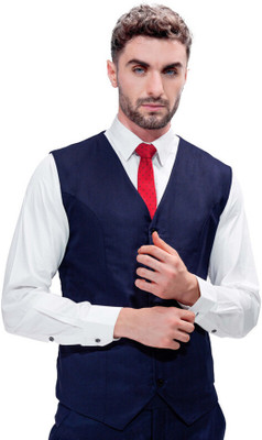 french crown Solid Men Waistcoat